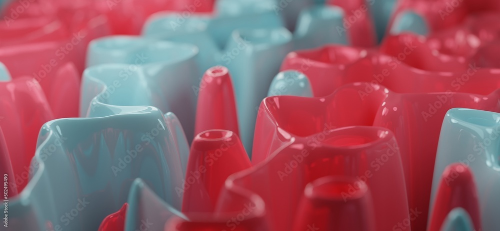 Poster coral blue background wallpaper collection with creamy abstract forms.3d render image with texture i