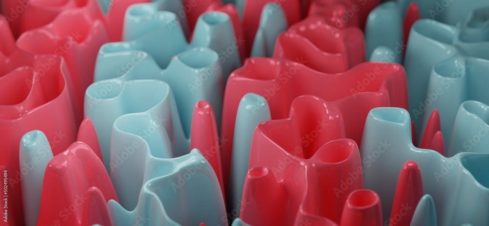 Fototapete coral blue background wallpaper collection with creamy abstract forms.3d render image with texture i