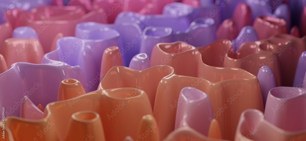 Poster pink and red background wallpaper collection with creamy abstract forms.3d render image with texture