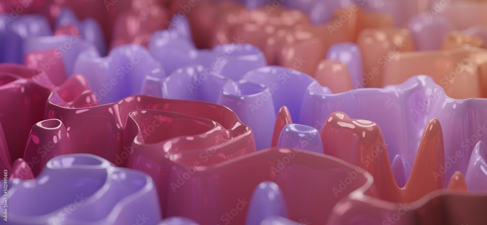Fototapete pink and red background wallpaper collection with creamy abstract forms.3d render image with texture
