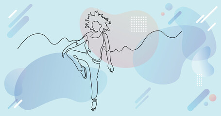 continuous line drawing of dancing woman