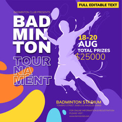 badminton tournament flyer design template - obrazy, fototapety, plakaty