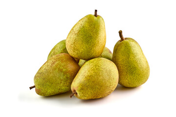 Ripe appetizing pears isolated on white background