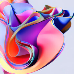 3d rendering Curve Dynamic watercolor texture blend Fluid Liquid Wallpaper. Light Pastel Cold Color Colorful Swirl Gradient Mesh. Bright Pink Vivid Vibrant Smooth Surface.