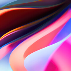 3d rendering Curve Dynamic watercolor texture blend Fluid Liquid Wallpaper. Light Pastel Cold Color Colorful Swirl Gradient Mesh. Bright Pink Vivid Vibrant Smooth Surface.
