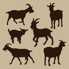 Goat silhouette hand drawn vector illustration