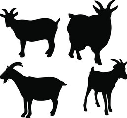 Goat silhouette hand drawn vector illustration