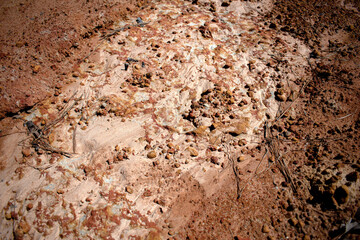 Clay rich dirt close-up with sand and small gravel