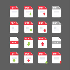 Flat design with PDF files icon set ,symbol set, vector design element illustration