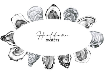 Frame with hand drawn gulf oysters