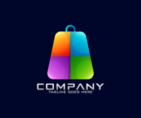 Colorful shopping bag logo design Online shop logo design template shopping logo