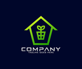 Modern logo for the home with plant nurseries sign design vector
