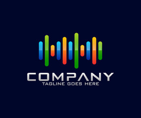 Sound logo design with sound wave shape Music studio radio streaming song recording logo