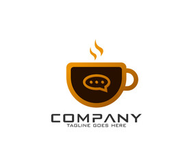 Logo Coffee cup chat vector Creative design cafe idea Coffee chat logo design