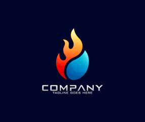 Firewater logo design Fire and water simple elegant logo design