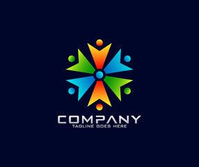 People team logo design Teamwork union people logo vector