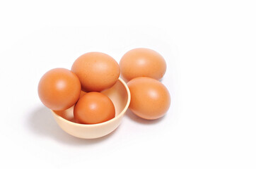 Eggs, foods that are high in vitamins are easily available,  white background