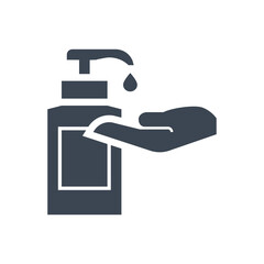 Hand sanitizer related vector glyph icon