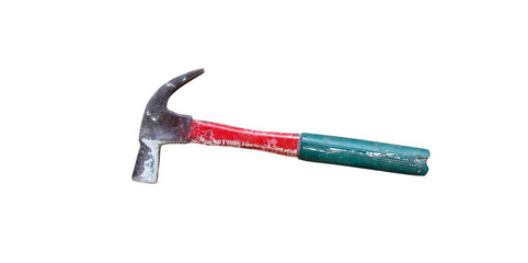 Old iron hammer with stain isolated on white background , clipping path
