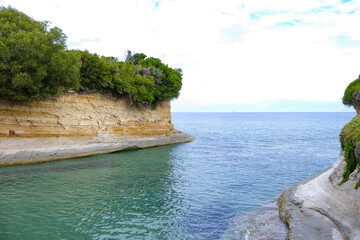 Beautiful view of picturesque cliffs at sea resort
