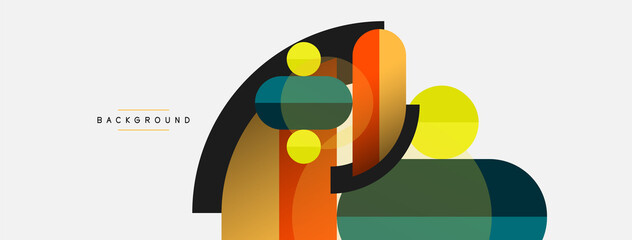 Geometric shapes composition abstract background. Circles lines and rectangles. Vector illustration for wallpaper banner background or landing page