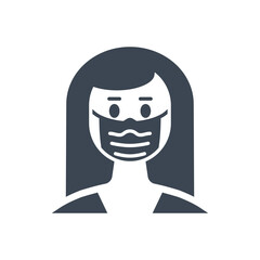 Woman wit medical mask related vector glyph icon