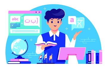 languages translator flat design illustration