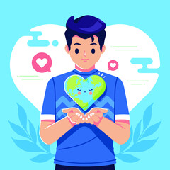 save the earth holding love earth concept