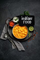 Indian curry on dark backgroound.