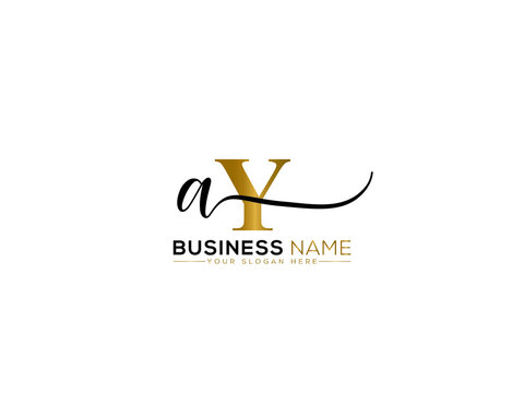 Alphabet AY ya Signature Letter Logo, Signature Ay Logo Icon Design