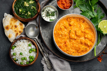 Indian curry on dark backgroound.