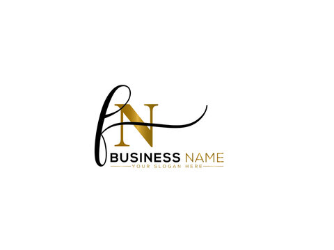 Signature FN Logo Icon, Initial Fn nf Signature Letter Logo Design For Business or Finance