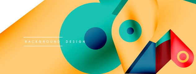 Creative bright geometric wallpaper. Minimal abstract background. Circles lines shapes composition vector illustration for wallpaper banner background or landing page