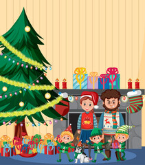 Family on christmas day at home