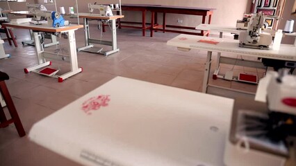 Sewing and embroidery machines at a training center to teach job skills to youth in Nigeria