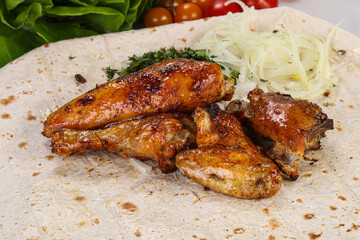 Grilled chicken - leg, wing and breast