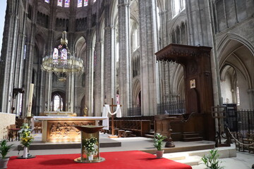 La cathédrale Saint Etienne, cathédrale de Bourges, intérieur de la cathédrale, ville de...
