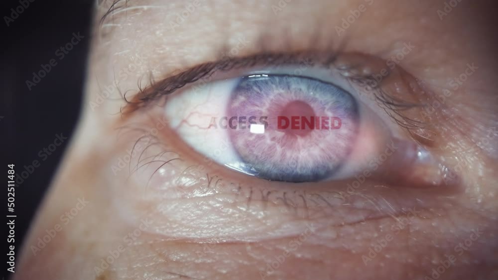 Poster system access denied during an iris eye scan. close-up