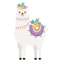 cute llama with flowers