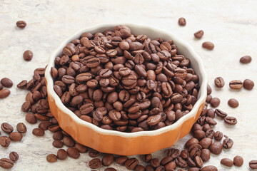 Roasted coffee bean in the bowl