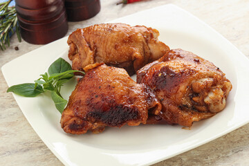 Roasted chicken leg with spicy sauce