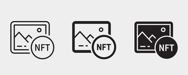 NFT icon. Black vector illustration isolated on white background.