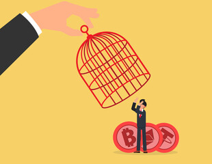 Government try to control crypto.authority and legal for trading crypto concept, cryptocurrency regulation