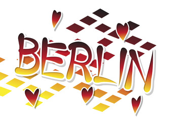 Fototapeta na wymiar Berlin. Word written with Children's font in cartoon style.