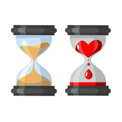 Hourglass icon. Hourglass with hearts.Template hourglass on a white background. Stock vector illustration.