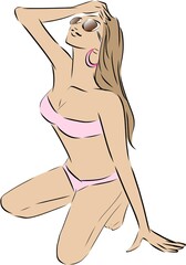 日差しを浴びる水着女性