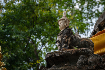 Mythological creatures statue at Wat Palad or Wat Pha Lat temple the secret hidden temples nestled in the jungle is the travel destination of Chiang Mai, Thailand.