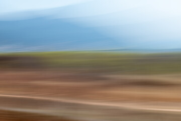 De Pan made of intentional camera movement, icm photo of panoramic photocopy of Mt.