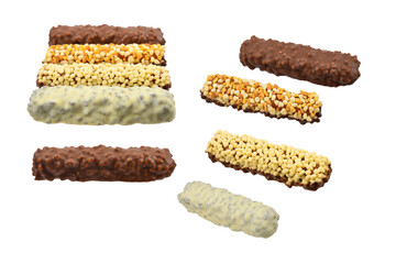 Chocolate bar with nuts isolated on white background