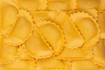 Raw ravioli as background. Healthy italian food.